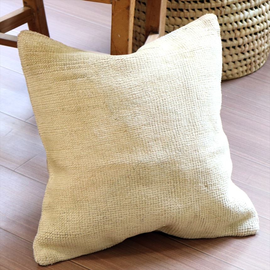 ヴィンテージラグ クッションカバー 40×41cmトルコ絨毯・ブリーチしたアンティーク加工