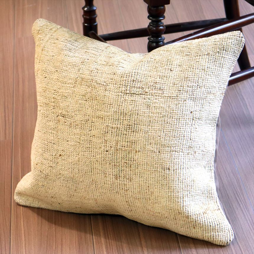 ヴィンテージラグクッションカバー 46×41cmトルコ絨毯・ブリーチしたアンティーク加工