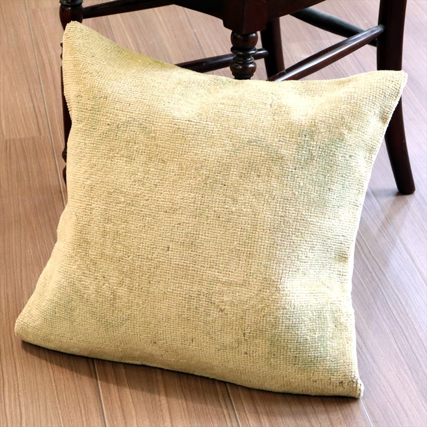 ヴィンテージラグクッションカバー 45×43cmトルコ絨毯・ブリーチしたアンティーク加工