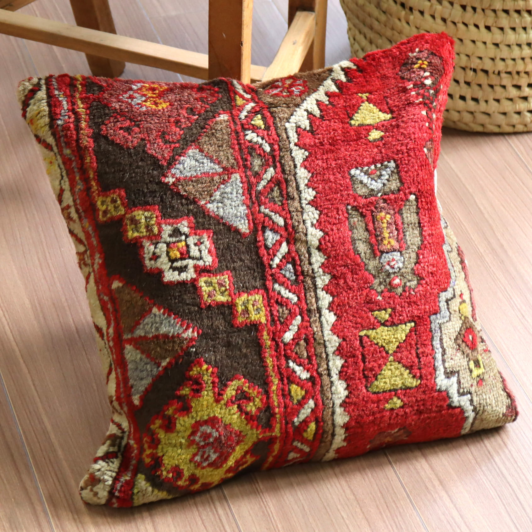 クッションカバー ヴィンテージ パイル織り 40×40cm トルコ絨毯 シワス地方