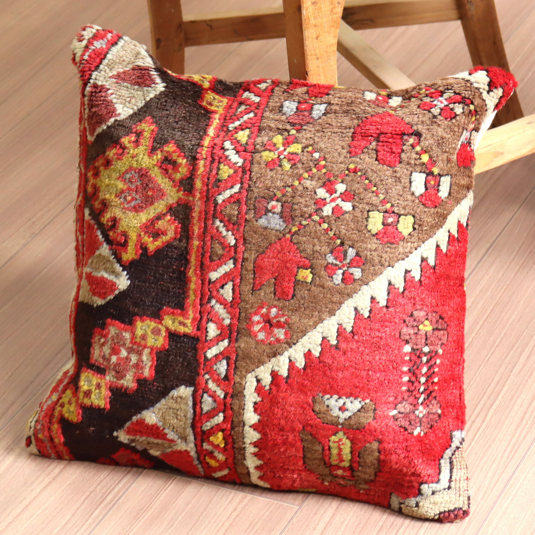 クッションカバー ヴィンテージ パイル織り 41×40cm トルコ絨毯 シワス地方