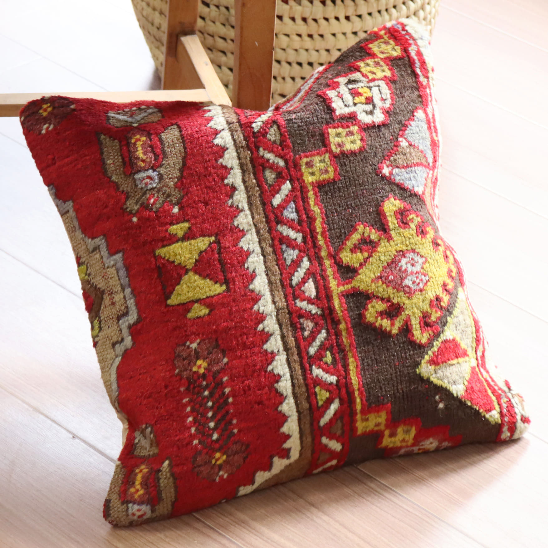 クッションカバー ヴィンテージ パイル織り 41×41cm トルコ絨毯 シワス地方