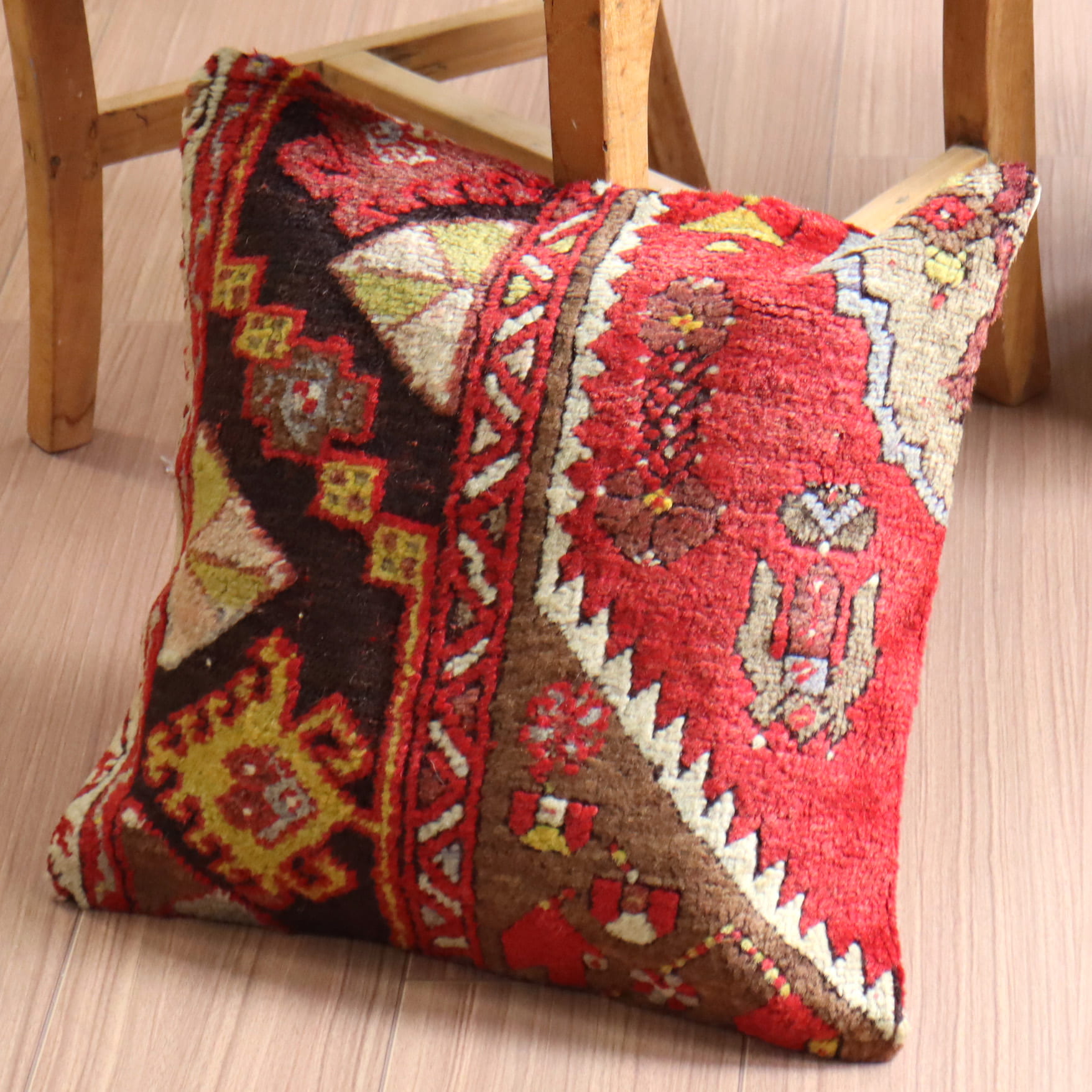 クッションカバー ヴィンテージ パイル織り 41×41cm トルコ絨毯 シワス地方