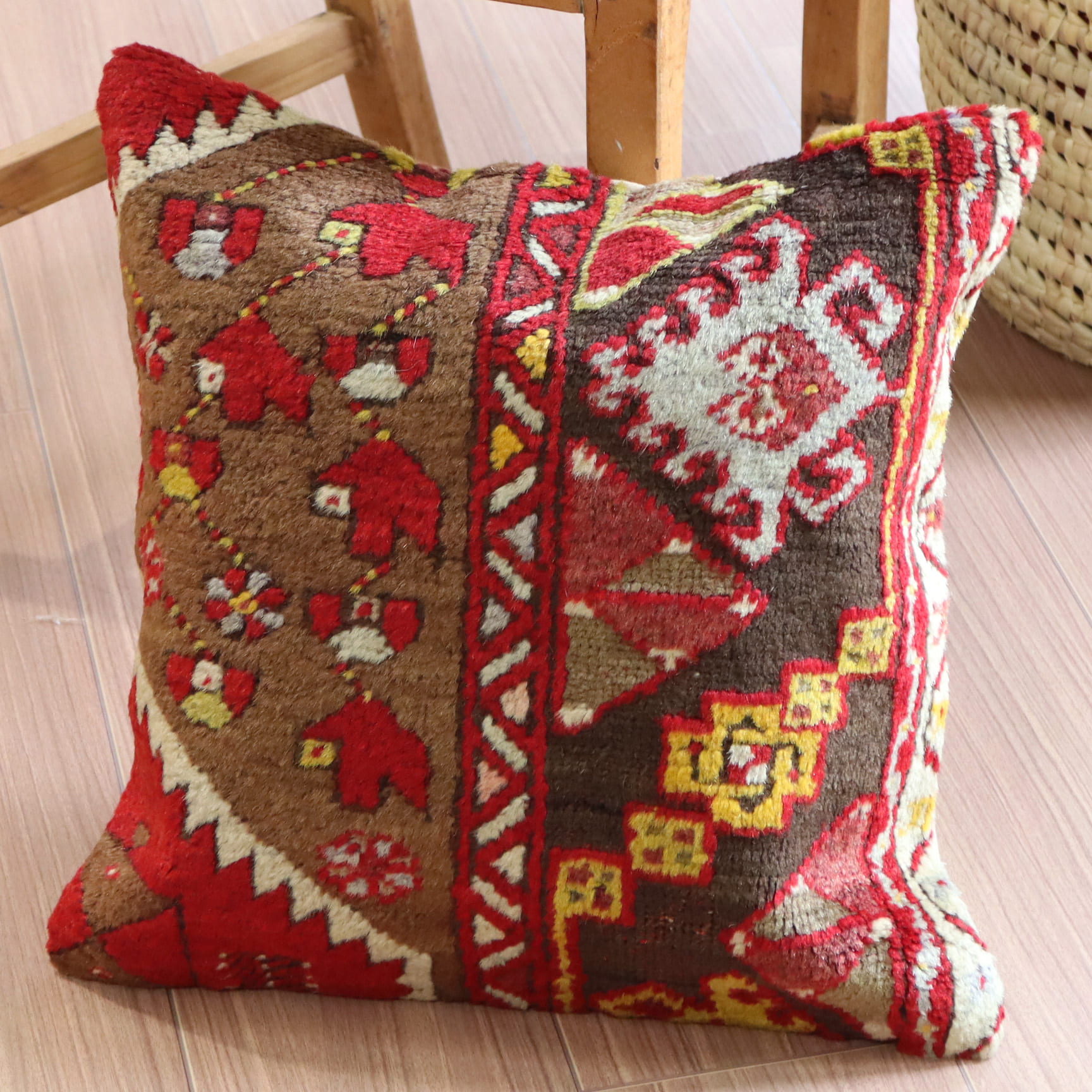 クッションカバー ヴィンテージ パイル織り 41×40cm トルコ絨毯 シワス地方