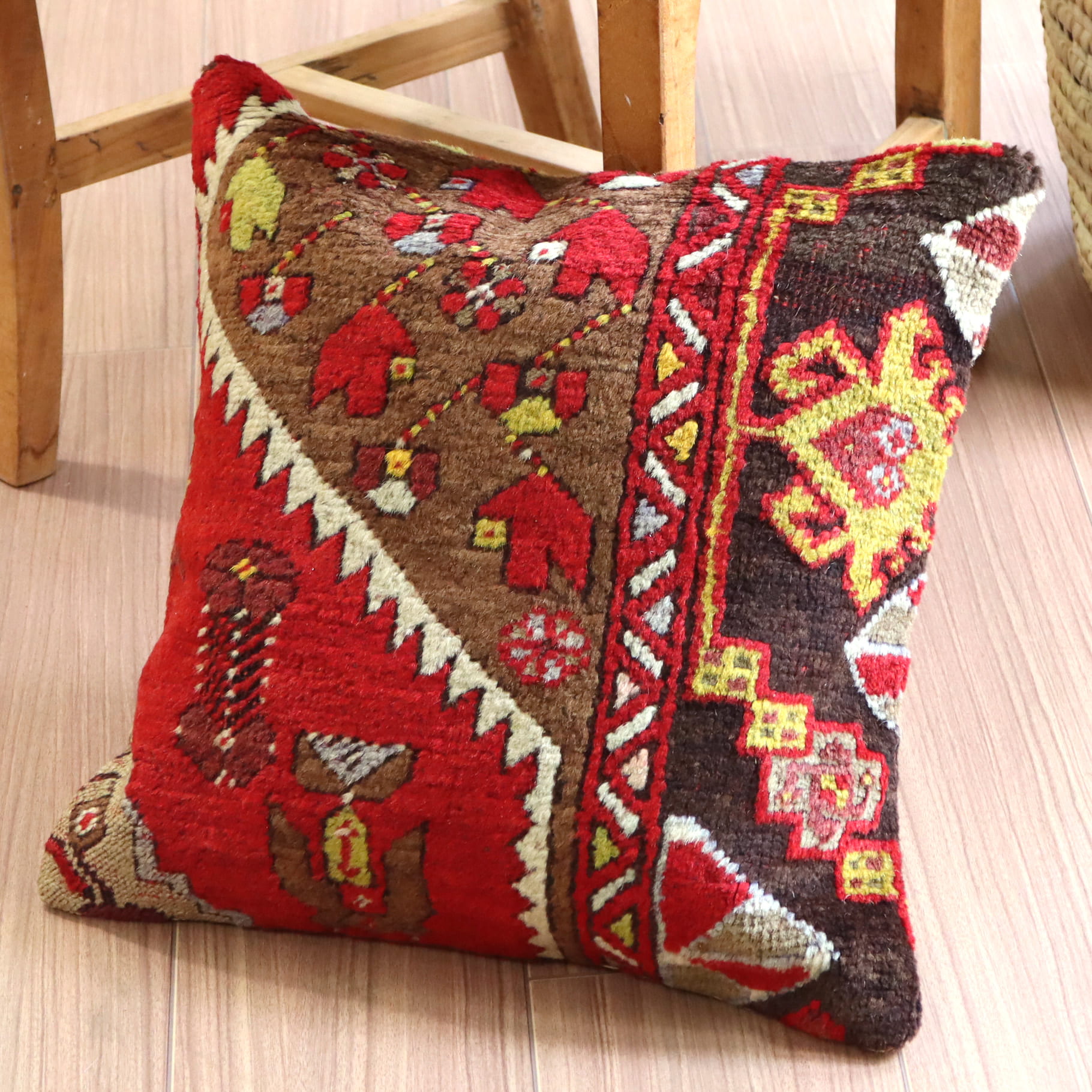 クッションカバー ヴィンテージ パイル織り 41×41cm トルコ絨毯 シワス地方