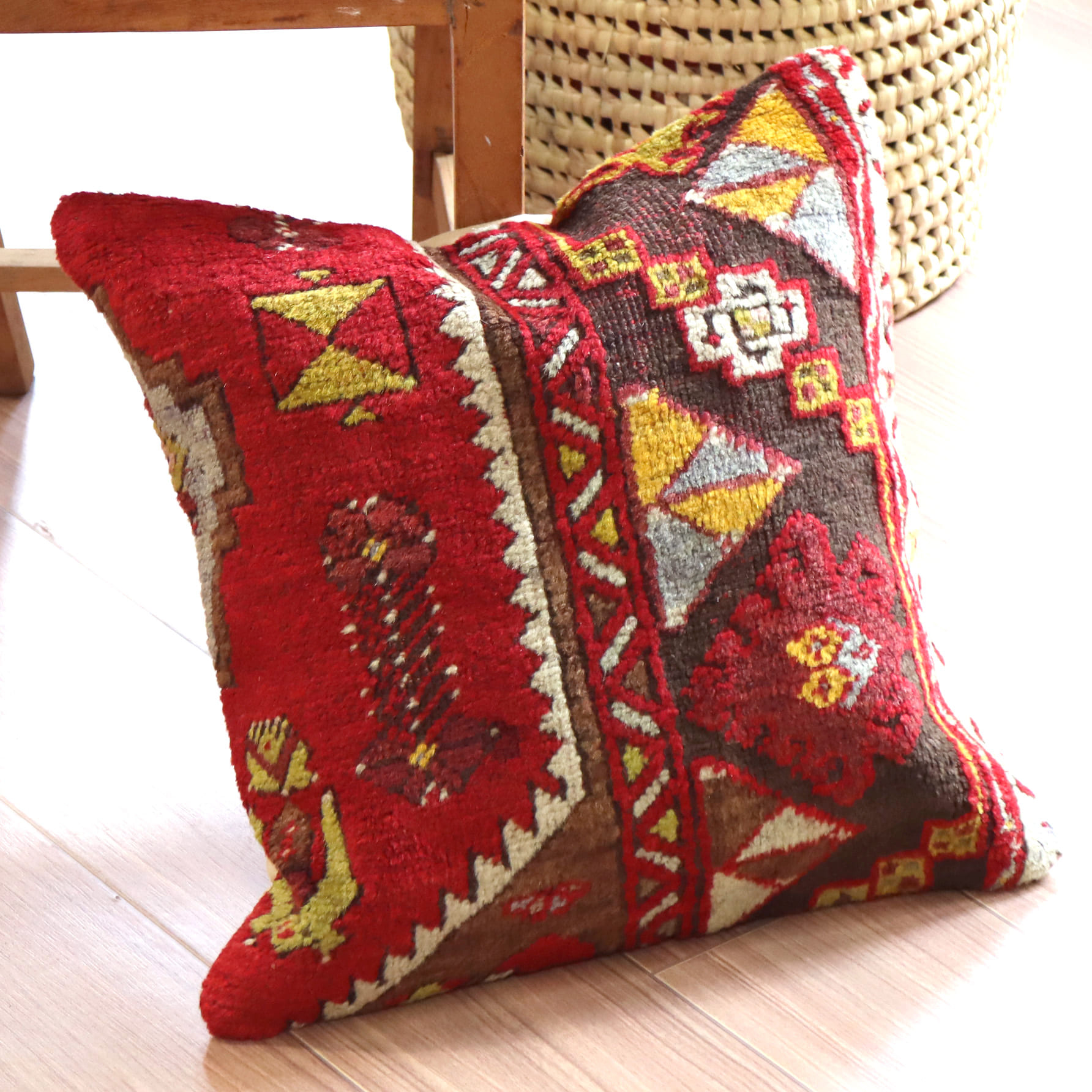 クッションカバー ヴィンテージ パイル織り 41×41cm トルコ絨毯 シワス地方