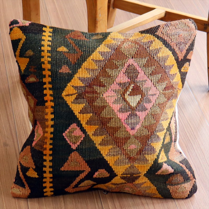 オールドキリム クッションカバー40×40cm カルス・イーブルアイ Old Kilim Cushion