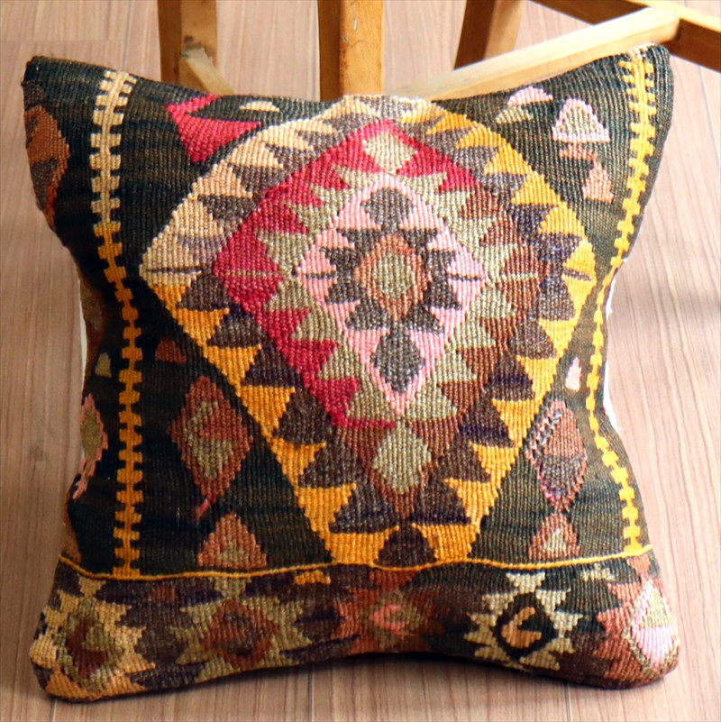 オールドキリム クッションカバー40×40cm カルス・イーブルアイ Old Kilim Cushion