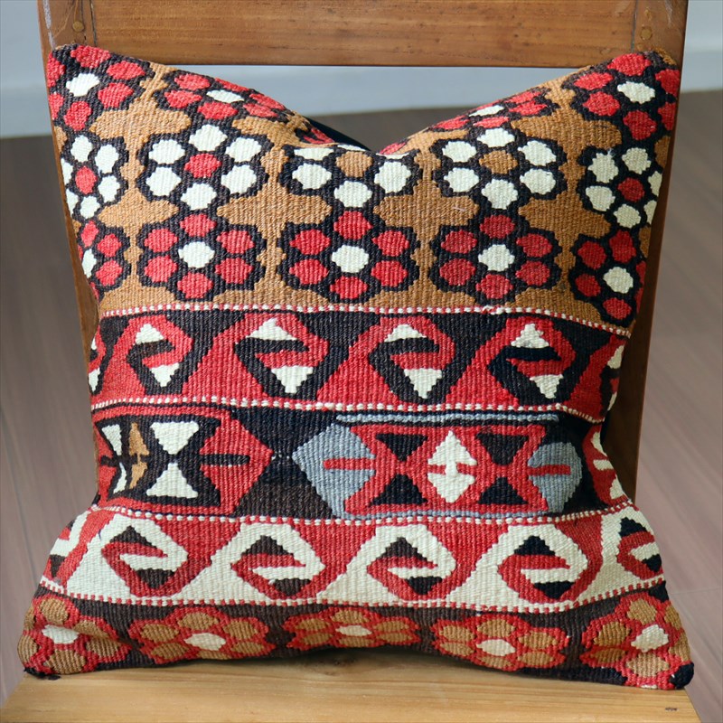 オールドキリム クッションカバー40×40cm カイセリ・チフカナットキリム Old Kilim Cushion
