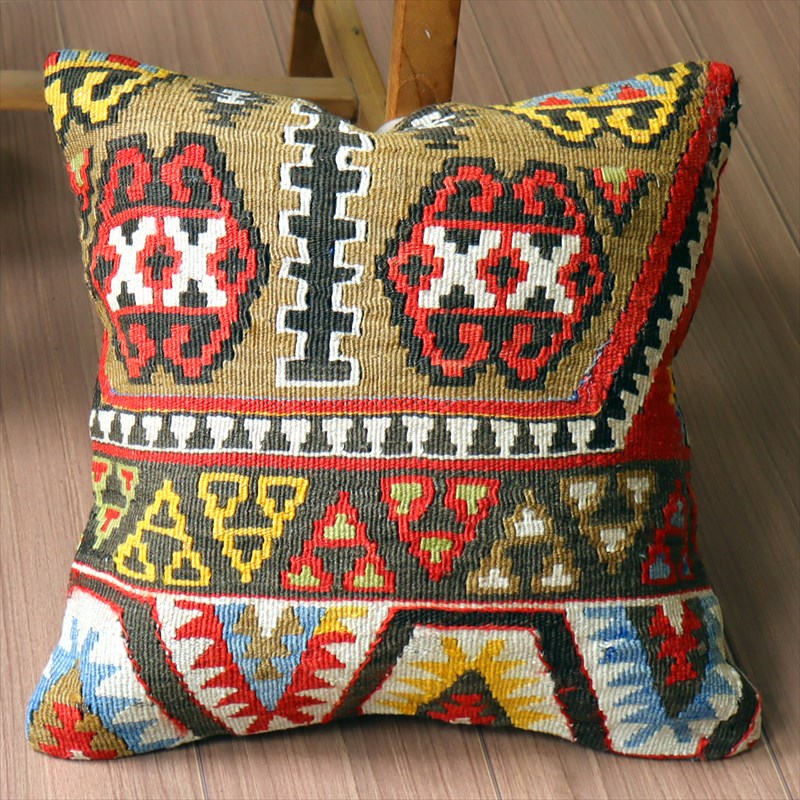 オールドキリム クッションカバー40×40cm カイセリ・チフカナットキリム Old Kilim Cushion