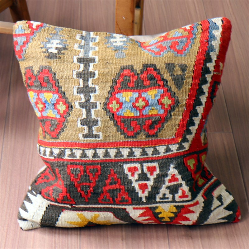 オールドキリム クッションカバー41×39cm カイセリ・チフカナットキリム Old Kilim Cushion