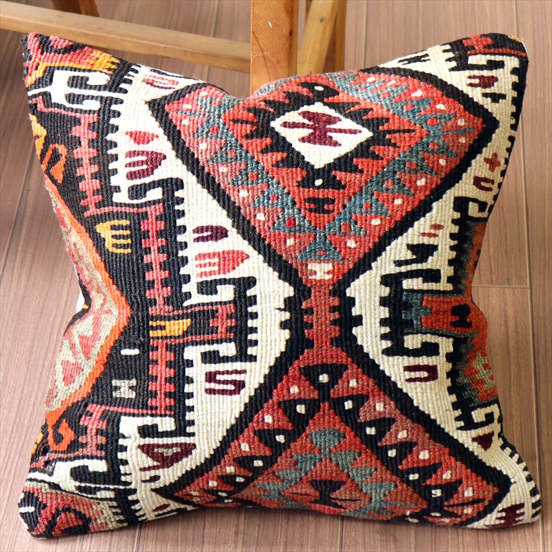 オールドキリム クッションカバー40×40cm カルス・幾何学モチーフ Old Kilim Cushion