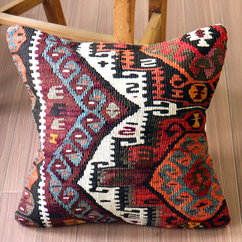 オールドキリム クッションカバー41×40cm カルス・幾何学モチーフ Old Kilim Cushion