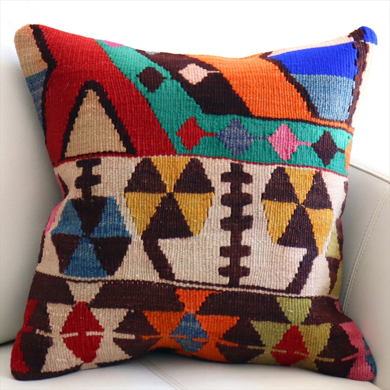 オールドキリム クッションカバー40×40cm イヤリングのモチーフ Old Kilim Cushion